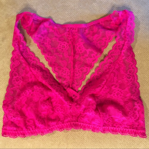 Victorias Secret Fuchsia Lace Racerback Bralette S - Picture 2 of 7